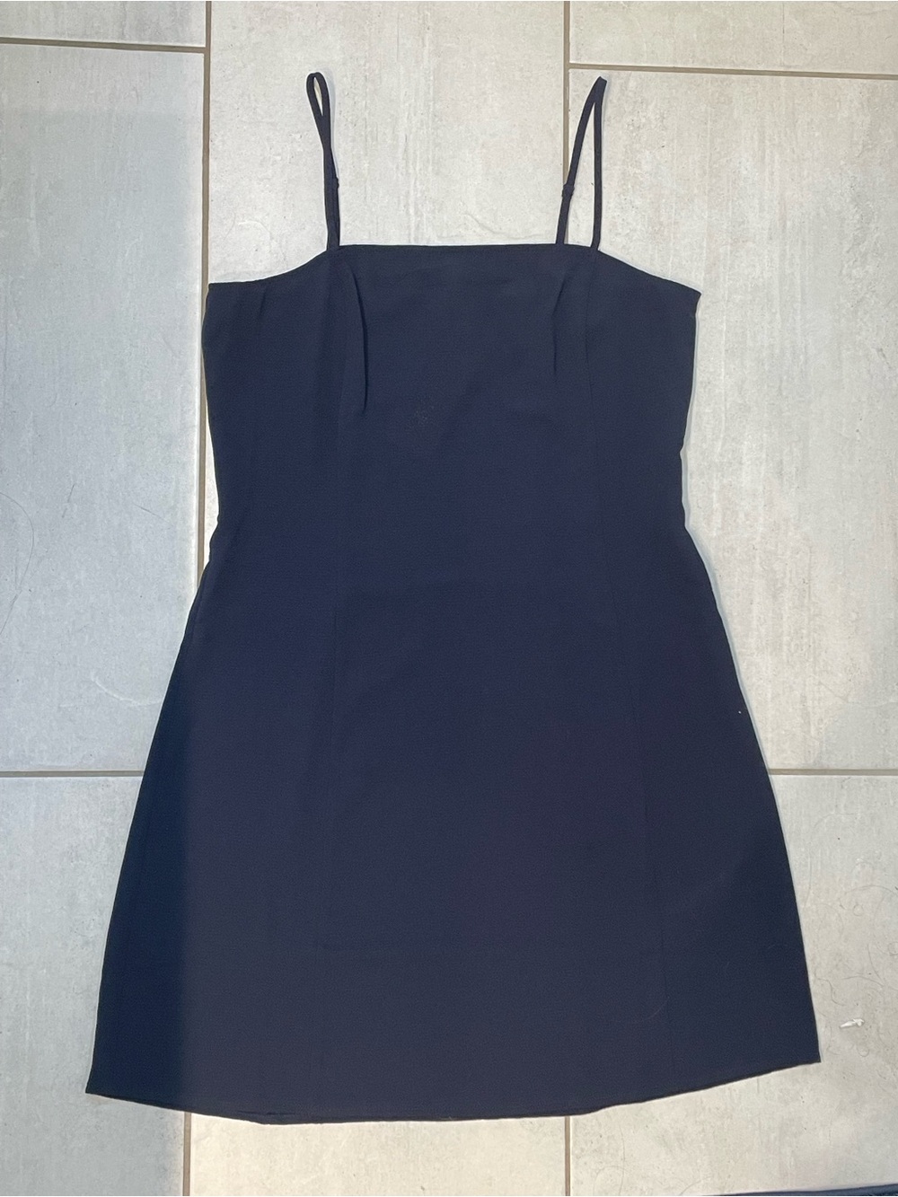 Classic Chic Navy Mini Dress With Adjustable Spaghetti Strap